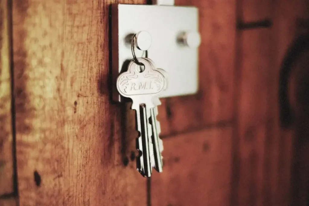 Key in the lock of a timber door – testing a new door lock after you replace it, how to replace a door lock in Chester with Safe Locksmiths Chester